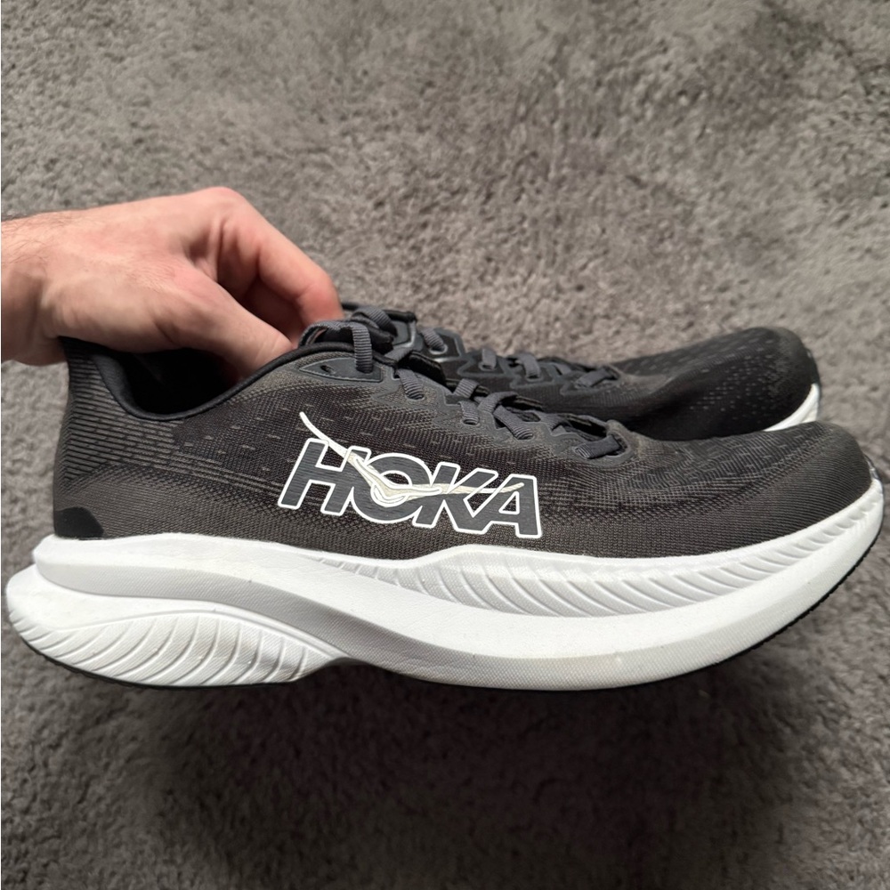 Hoka Charcoal and White Athletic Shoes